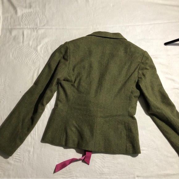 Lilly Pulitzer Wool Blend Green Pink bow Pinstriped Blazer Size S - Picture 4 of 8